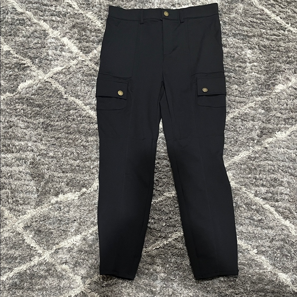 HALARA Black Cargo Track Pants with Snap Flap Pockets